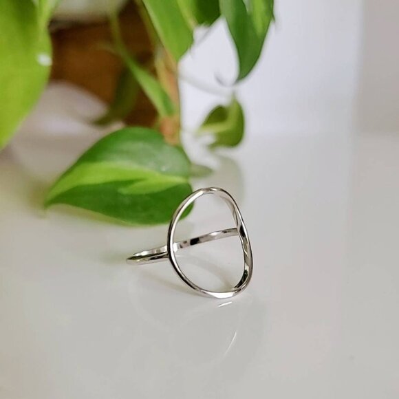 Circle Ring, Sterling Silver Halo Women Ring, O Ring, Stack Ring, 925 Stamped, - Picture 5 of 8